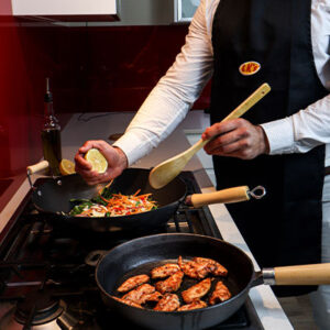Pan cooking on stove