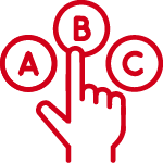 hand with letters icon